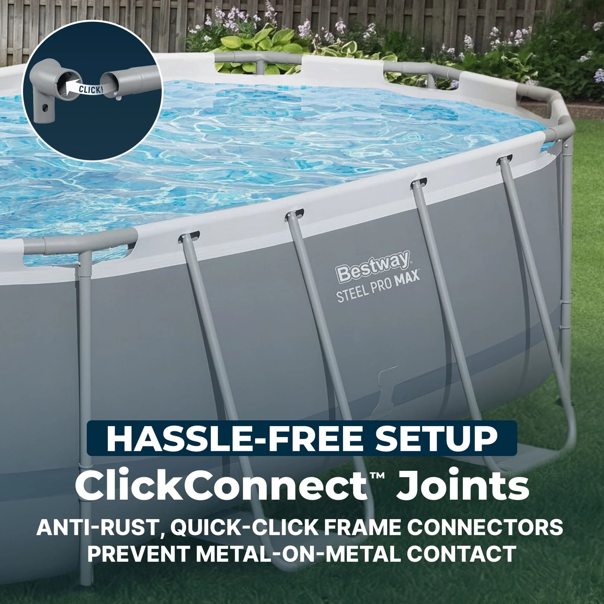 Bestway Steel Pro MAX 14 ft x 8 ft 2 in x 39.5 In, Oval Above Ground Pool Set, Outdoor Frame Swimming Pool