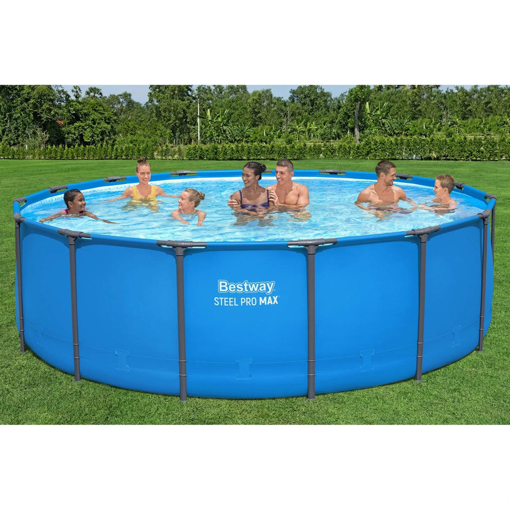 Bestway Steel Pro MAX 15' x 48" Round Above Ground Swimming Pool & Pool Ladder