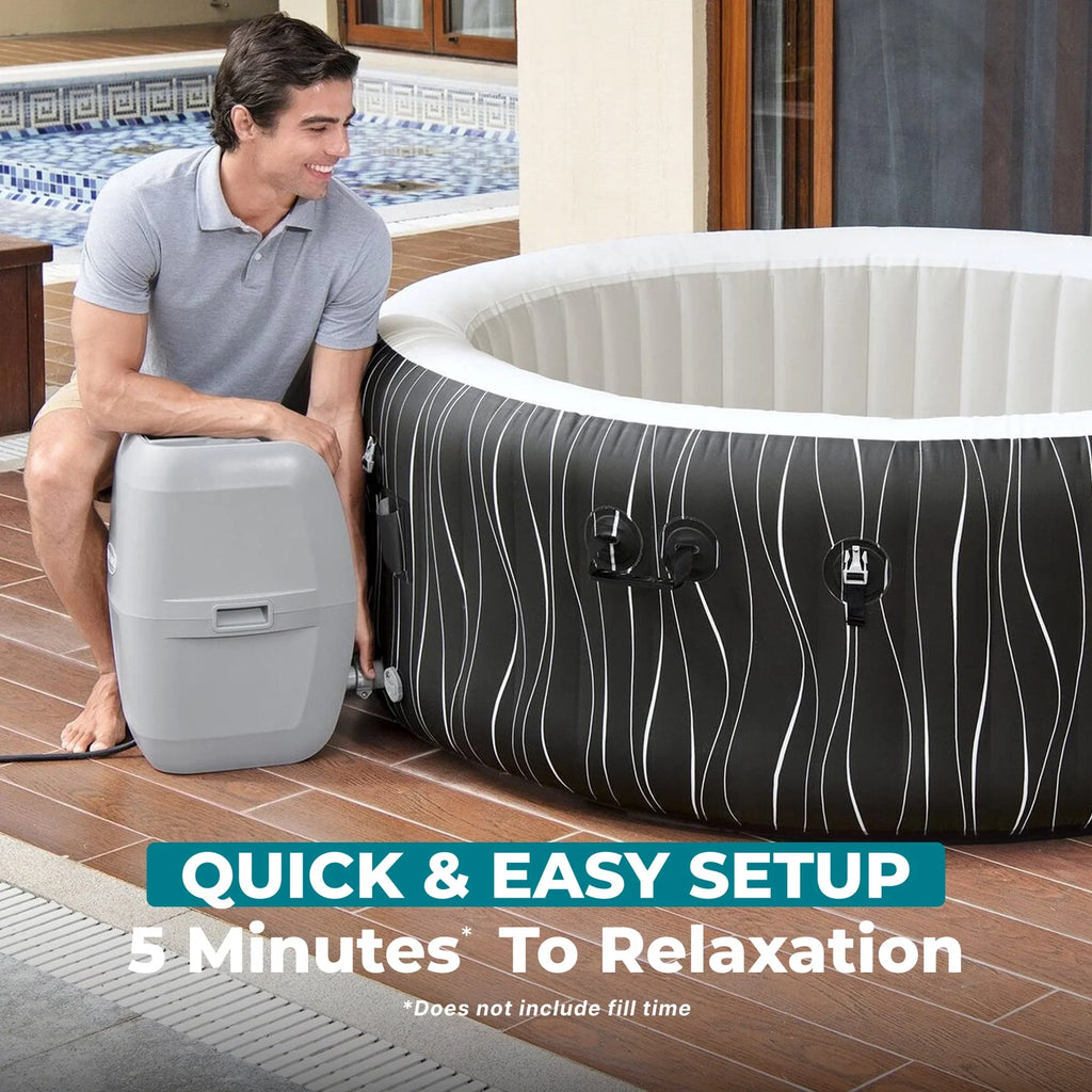 Bestway SaluSpa Hollywood Luxe 4-6 Person Inflatable Hot Tub, Round Energy-Efficient Spa, 77" x 26"
