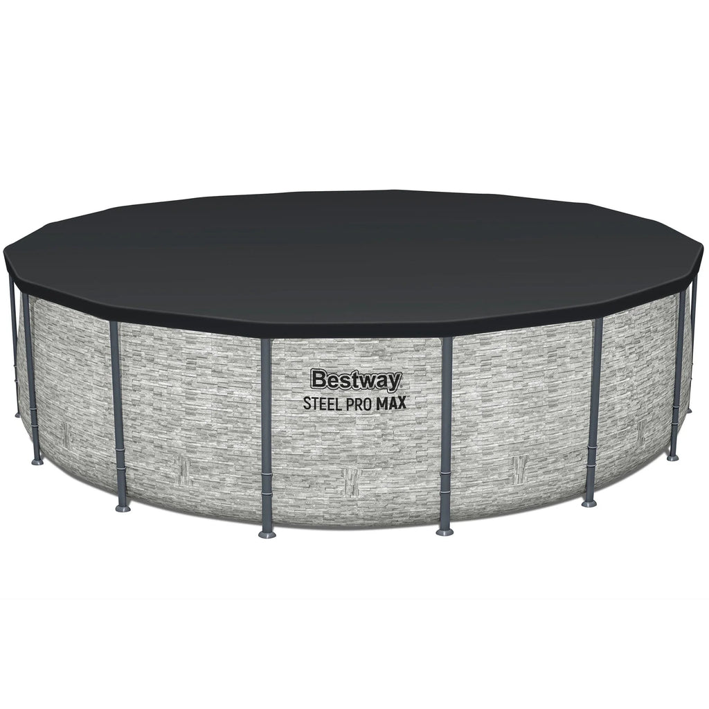 Bestway: Steel Pro MAX - 16' x 48", Grey -Round Above Ground Swimming Pool Set, ClickConnect Frame, Tritech, Filter Pump-Ladder-Cover, 5145 Gal Water