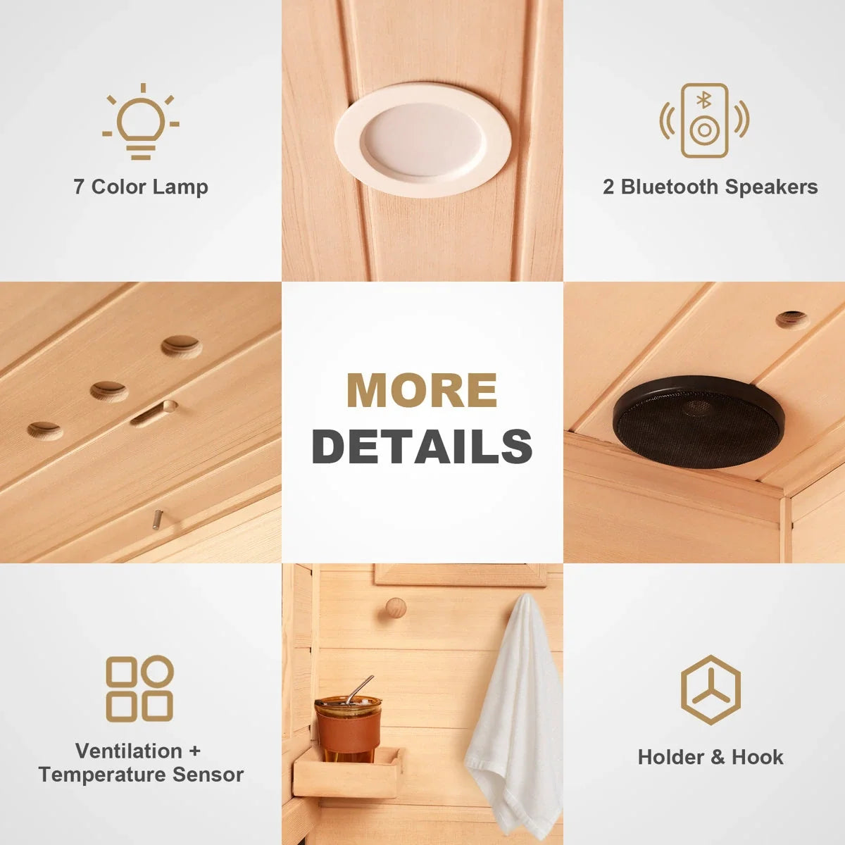 HomeMiYN Far Infrared Wood Sauna Box ,traditional Sauna Room Indoor Home Spa Low-emf Dry Saunas Single Person Spa Canada Hemlock,nature