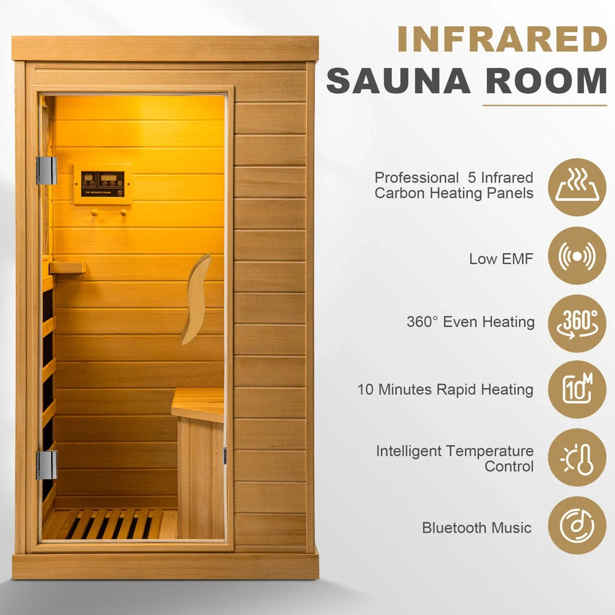 HomeMiYN Far Infrared Wood Sauna Box ,traditional Sauna Room Indoor Home Spa Low-emf Dry Saunas Single Person Spa Canada Hemlock,nature