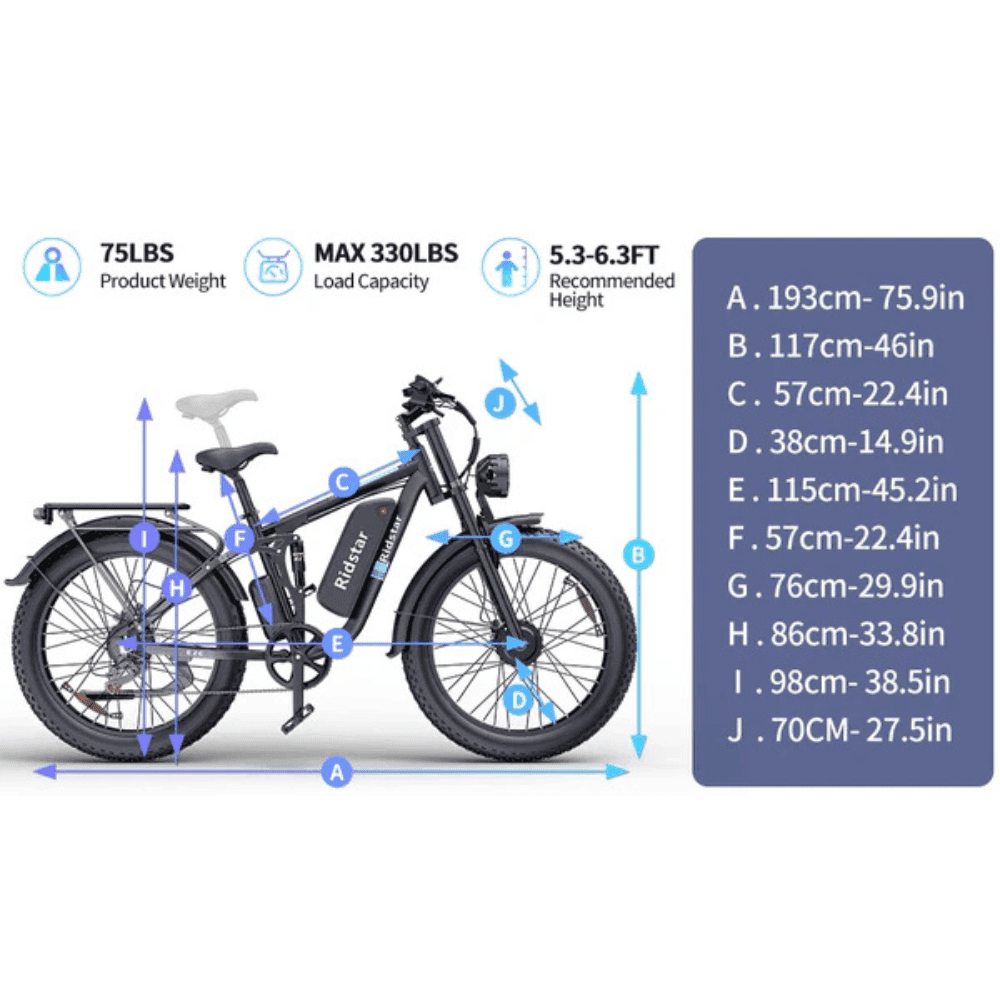 Ridstar E26 Pro Dual Motor 2000W 48V 23AH / E26 1000W 48V 15.6AH E-Bike