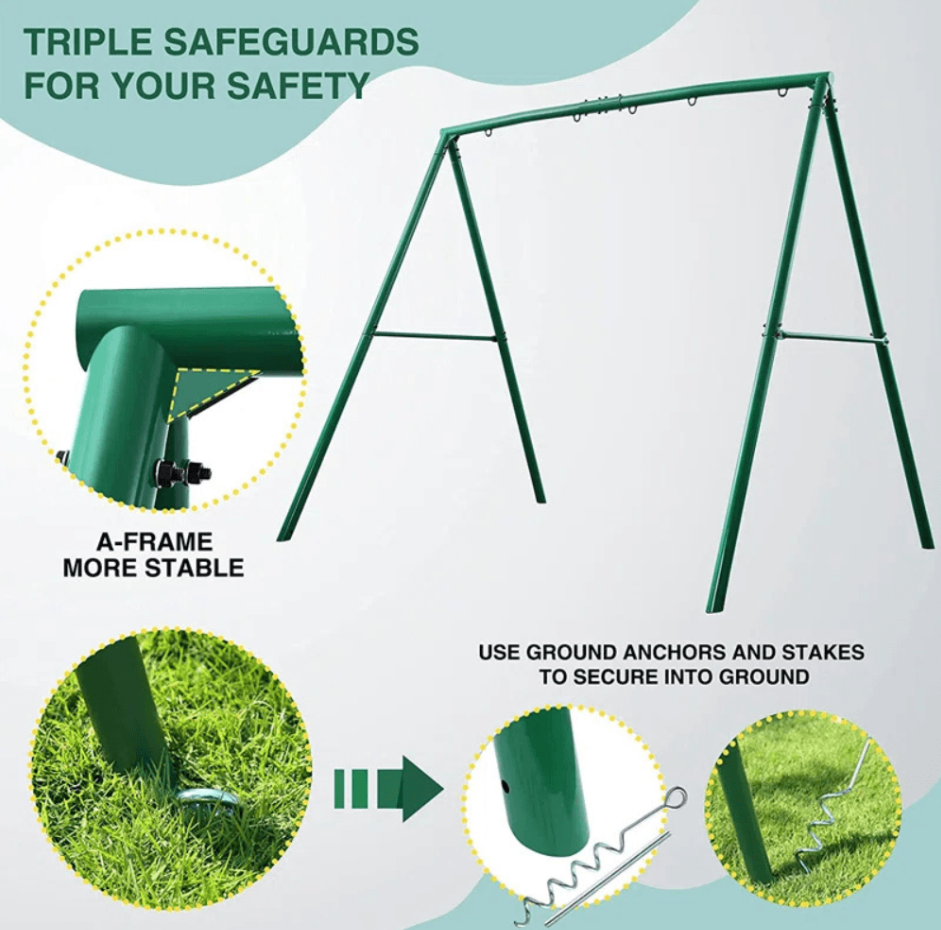 440lbs Extra Large Metal Swing Frame with 5 Hanging Hooks, Heavy Duty A-Frame Swing Stand