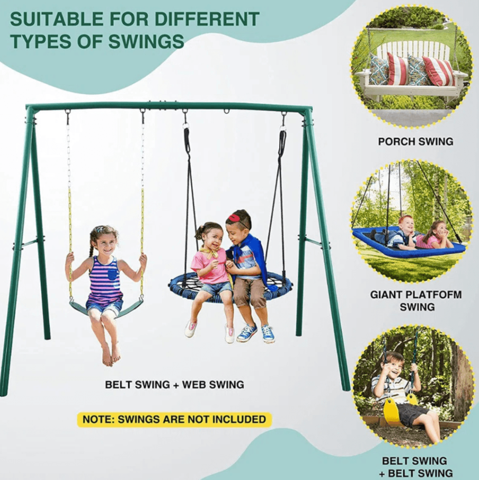 440lbs Extra Large Metal Swing Frame with 5 Hanging Hooks, Heavy Duty A-Frame Swing Stand