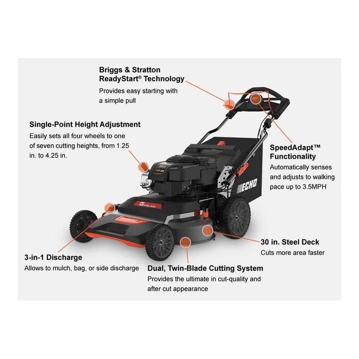 Echo 30 Inch 223 cc Gas-Powered Self-Propelled Lawn Mower
