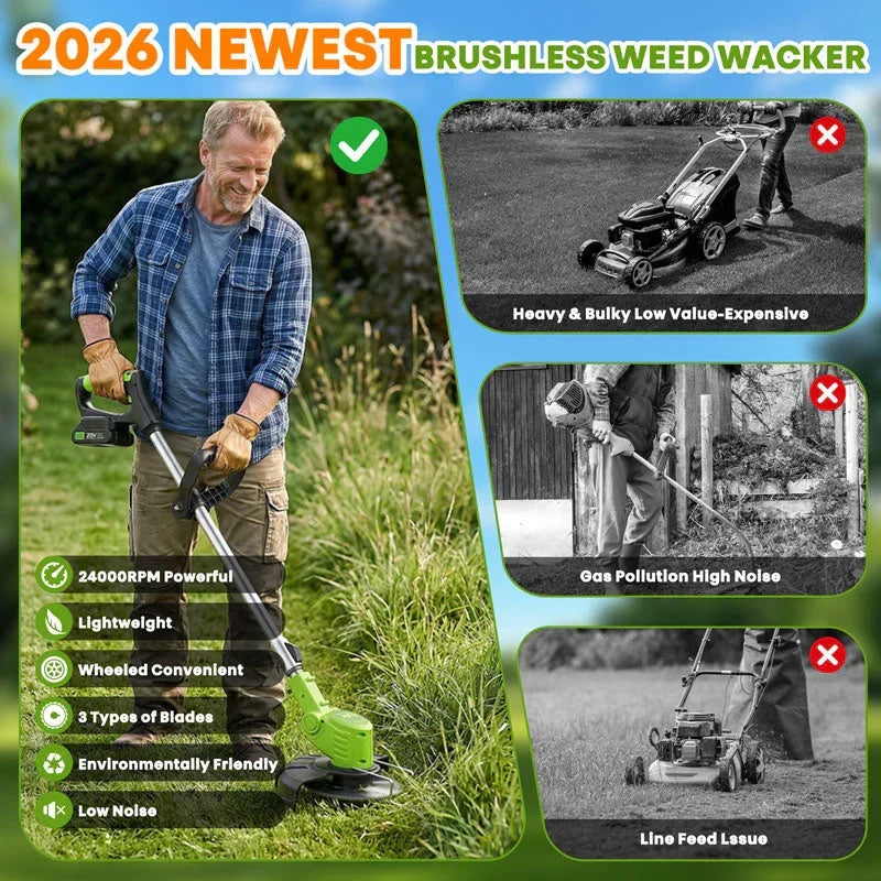 IToolMax 3 In 1 Cordless Grass Trimmer, Weed Eater and Edger