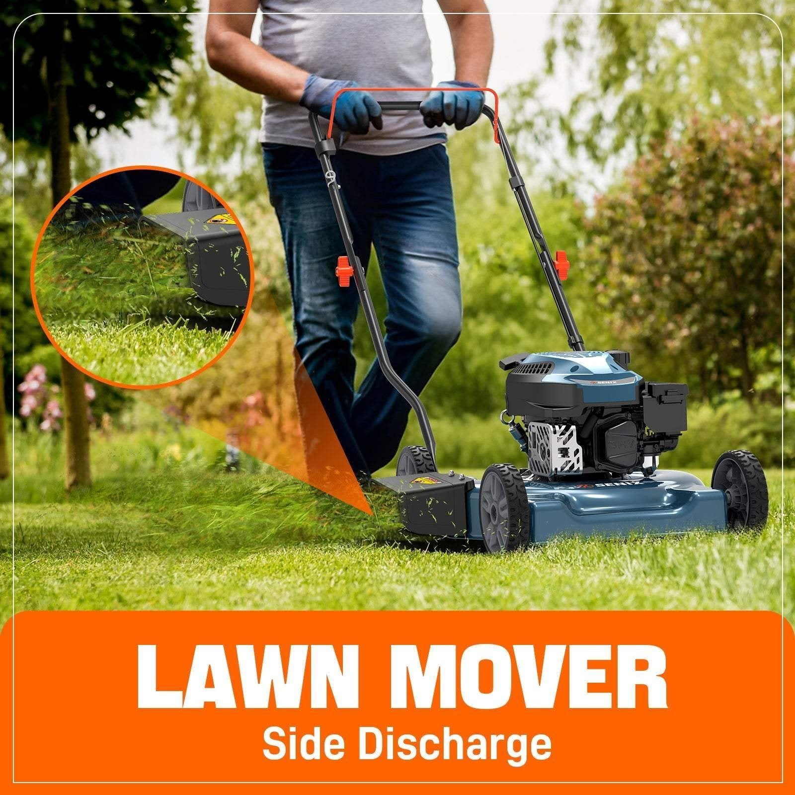 Senix 20" 144cc 4-Cycle Gas Push Lawn Mower with Side Discharge LSPG-L4