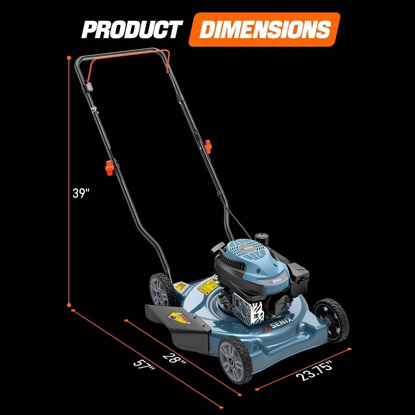 Senix 20" 144cc 4-Cycle Gas Push Lawn Mower with Side Discharge LSPG-L4