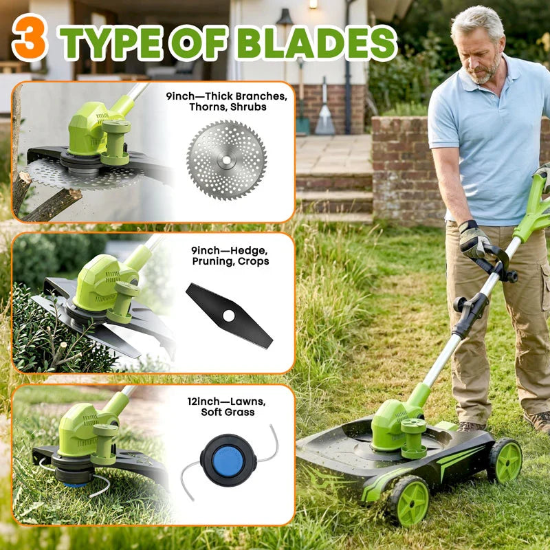 IToolMax 12-Inch Electric Weed Wacker & Eater with Detachable 4-Wheel Base
