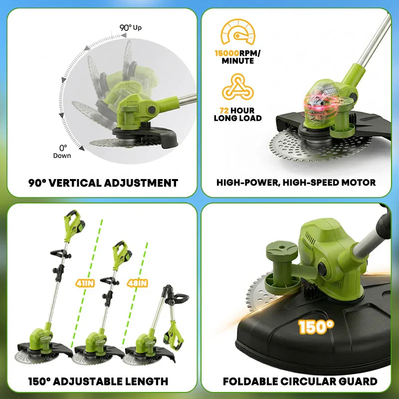 IToolMax 12-Inch Electric Weed Wacker & Eater with Detachable 4-Wheel Base