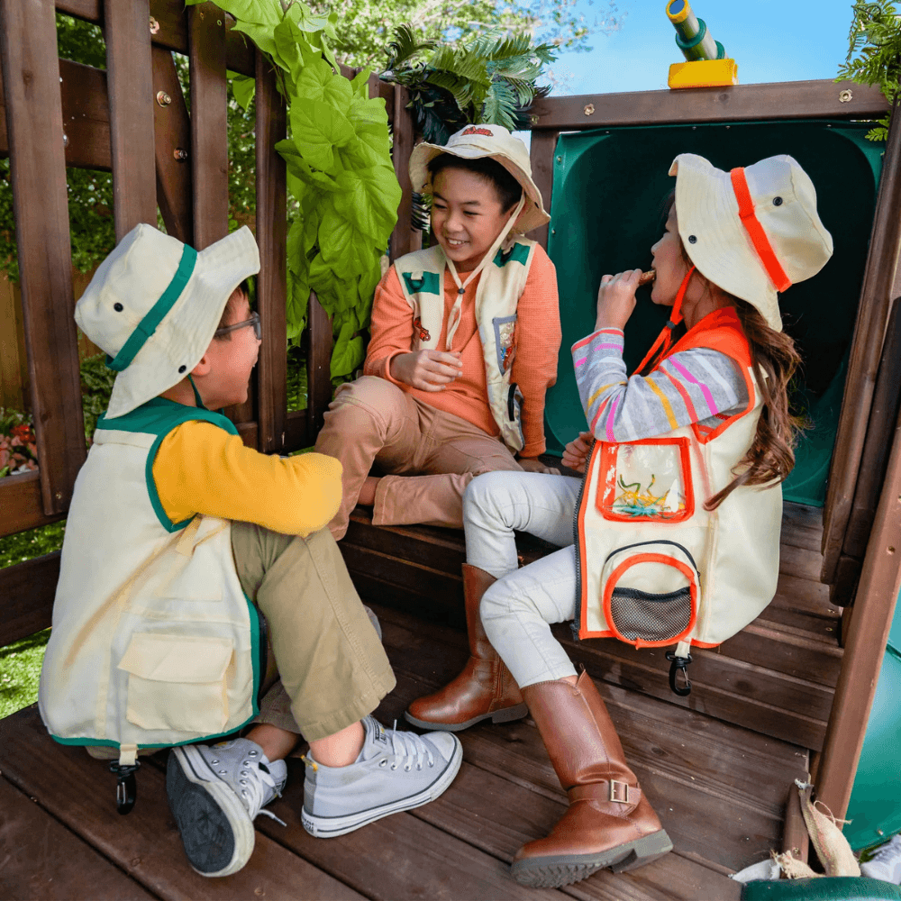 Ranger Retreat Wooden Swing Set/Playset with Tent, Tube Slide and 3-Swings