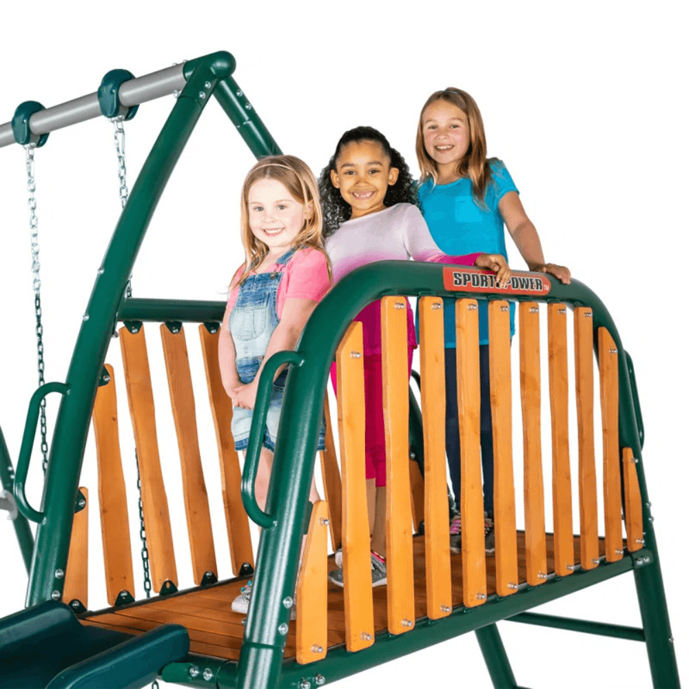 Sportspower Alta Oaks 10′ Heavy Duty Swing Set with Lifetime Warranty on 6′ Double Wall Slide