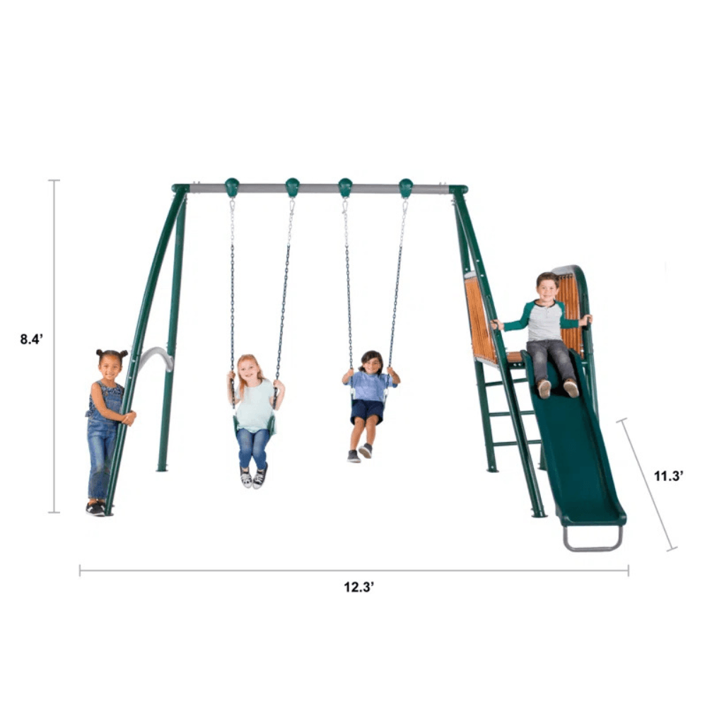 Sportspower Alta Oaks 10′ Heavy Duty Swing Set with Lifetime Warranty on 6′ Double Wall Slide