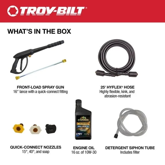 Troy-Bilt 3100 PSI Gas Pressure Washer with 2.3 GPM Axial Cam Pump