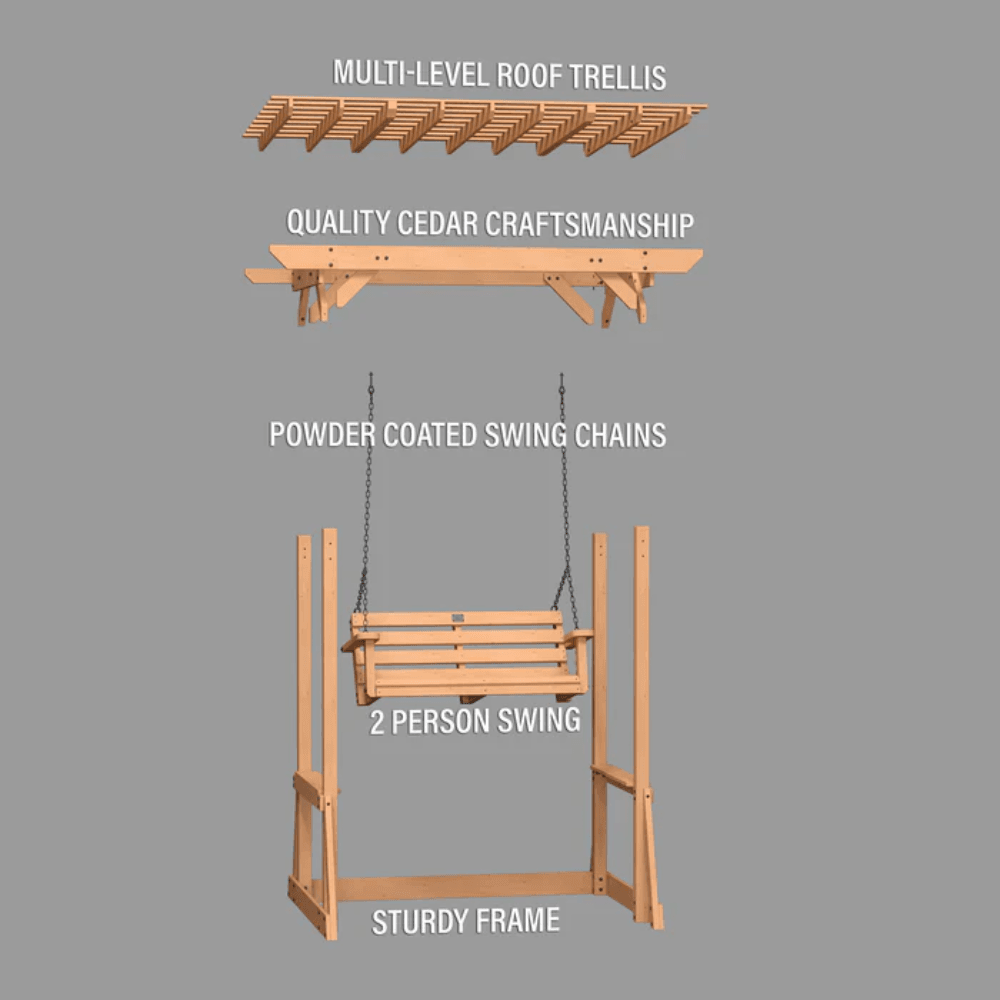 Backyard Discovery Callahan Cedar Wood Outdoor Pergola Swing Bench