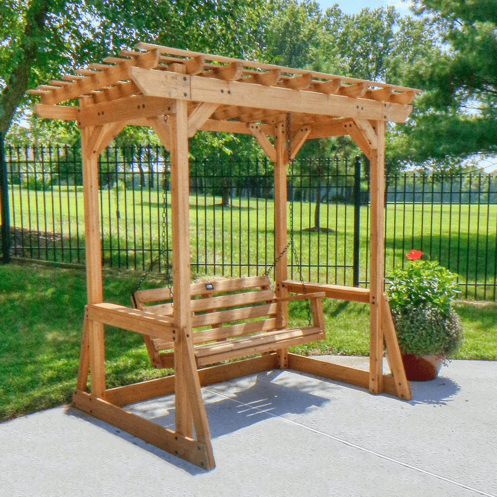 Backyard Discovery Callahan Cedar Wood Outdoor Pergola Swing Bench