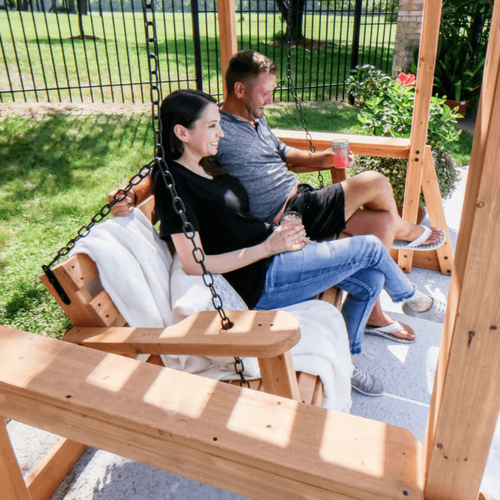 Backyard Discovery Callahan Cedar Wood Outdoor Pergola Swing Bench