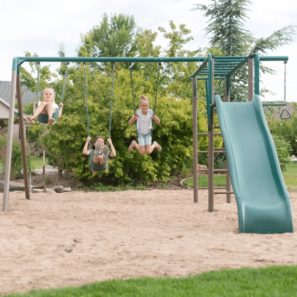 Lifetime Powder Coated Steel Swing Set with 4 Swing(s) , 1 Slide(s)