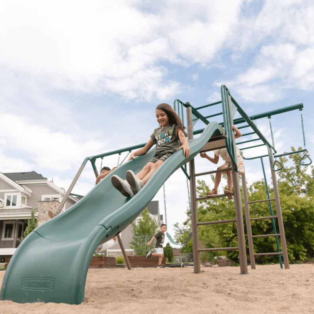 Lifetime Powder Coated Steel Swing Set with 4 Swing(s) , 1 Slide(s)