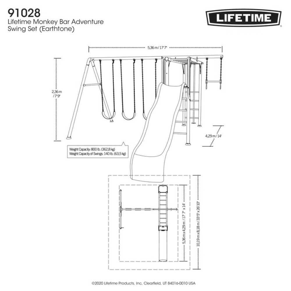 Lifetime Powder Coated Steel Swing Set with 4 Swing(s) , 1 Slide(s)