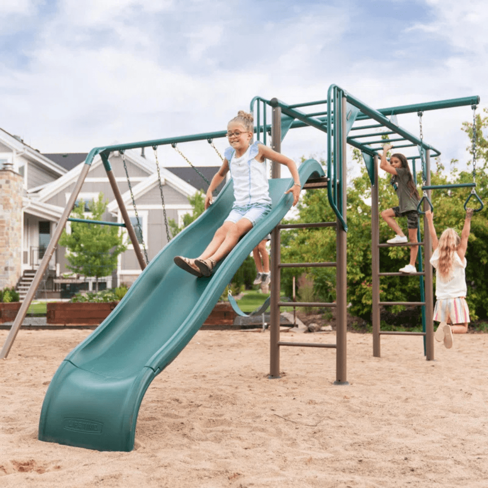Lifetime Powder Coated Steel Swing Set with 4 Swing(s) , 1 Slide(s)