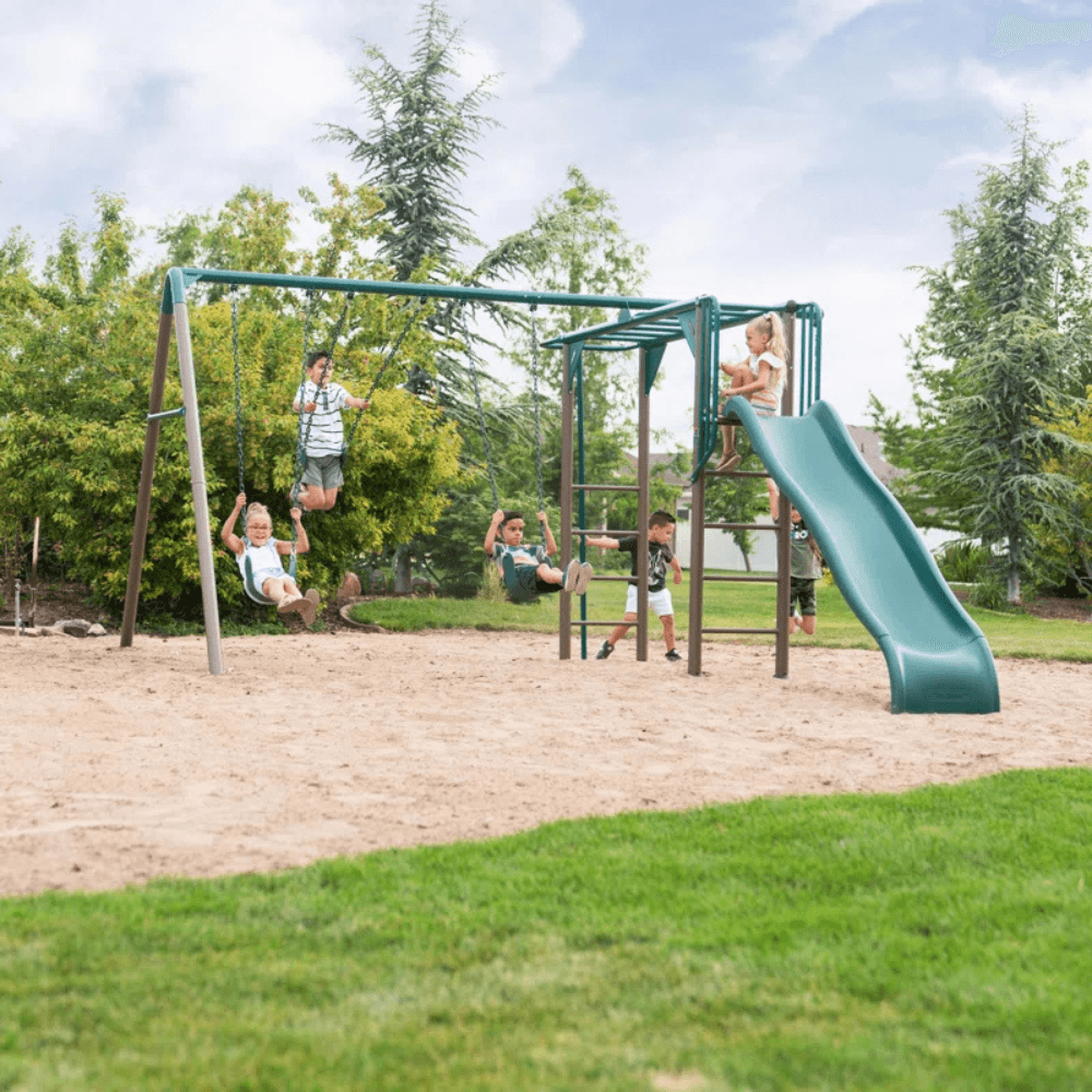 Lifetime Powder Coated Steel Swing Set with 4 Swing(s) , 1 Slide(s)