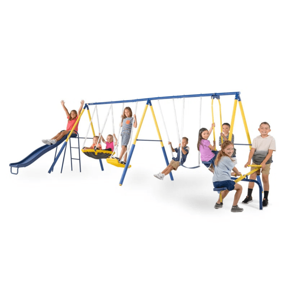 Sportspower Super 10 Metal Swing Set with Lifetime Warranty on Blow Molded Slide