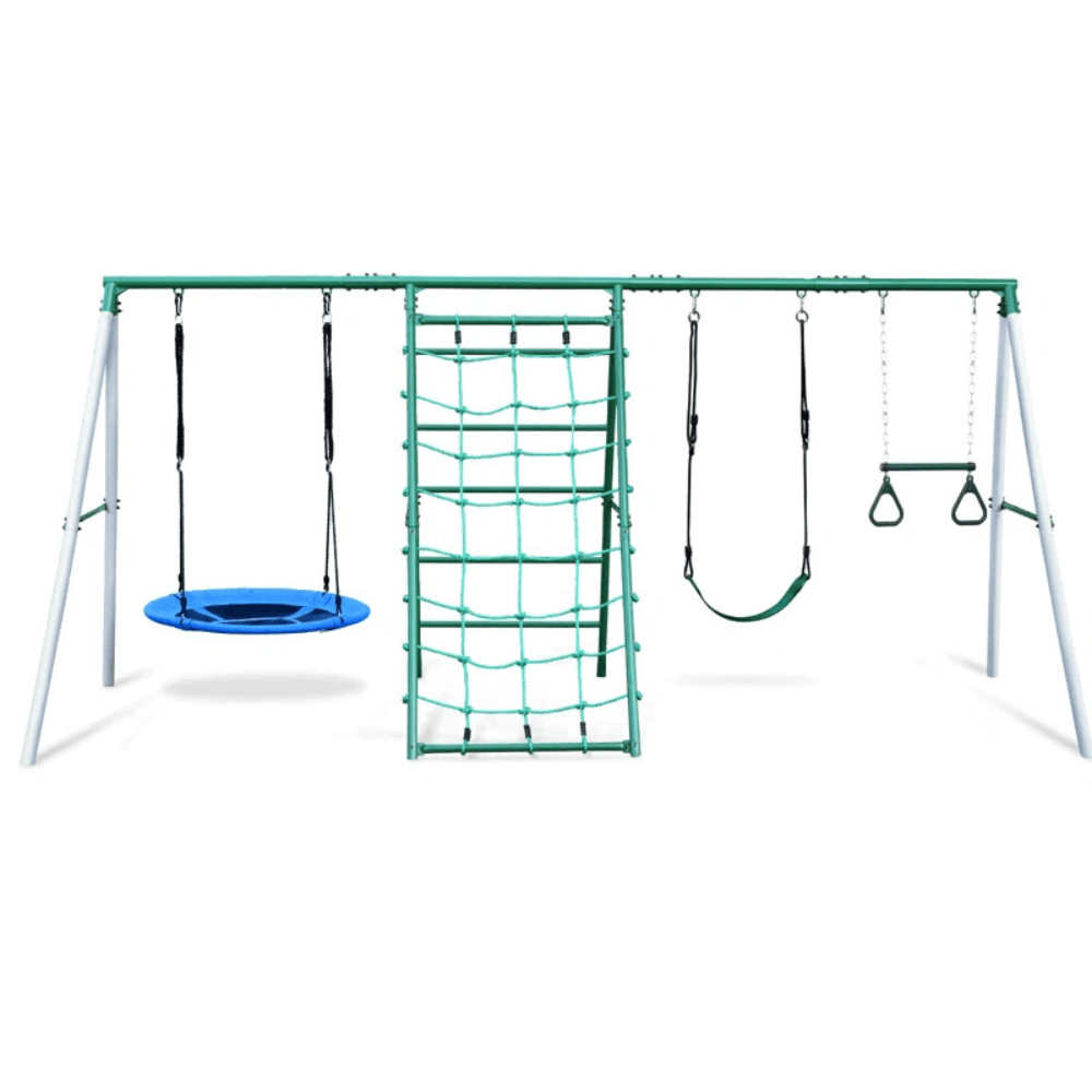 Swing Sets with Saucer Swing,Belt Swing,Trapeze Bar,Climbing Rope,Climbing Ladder
