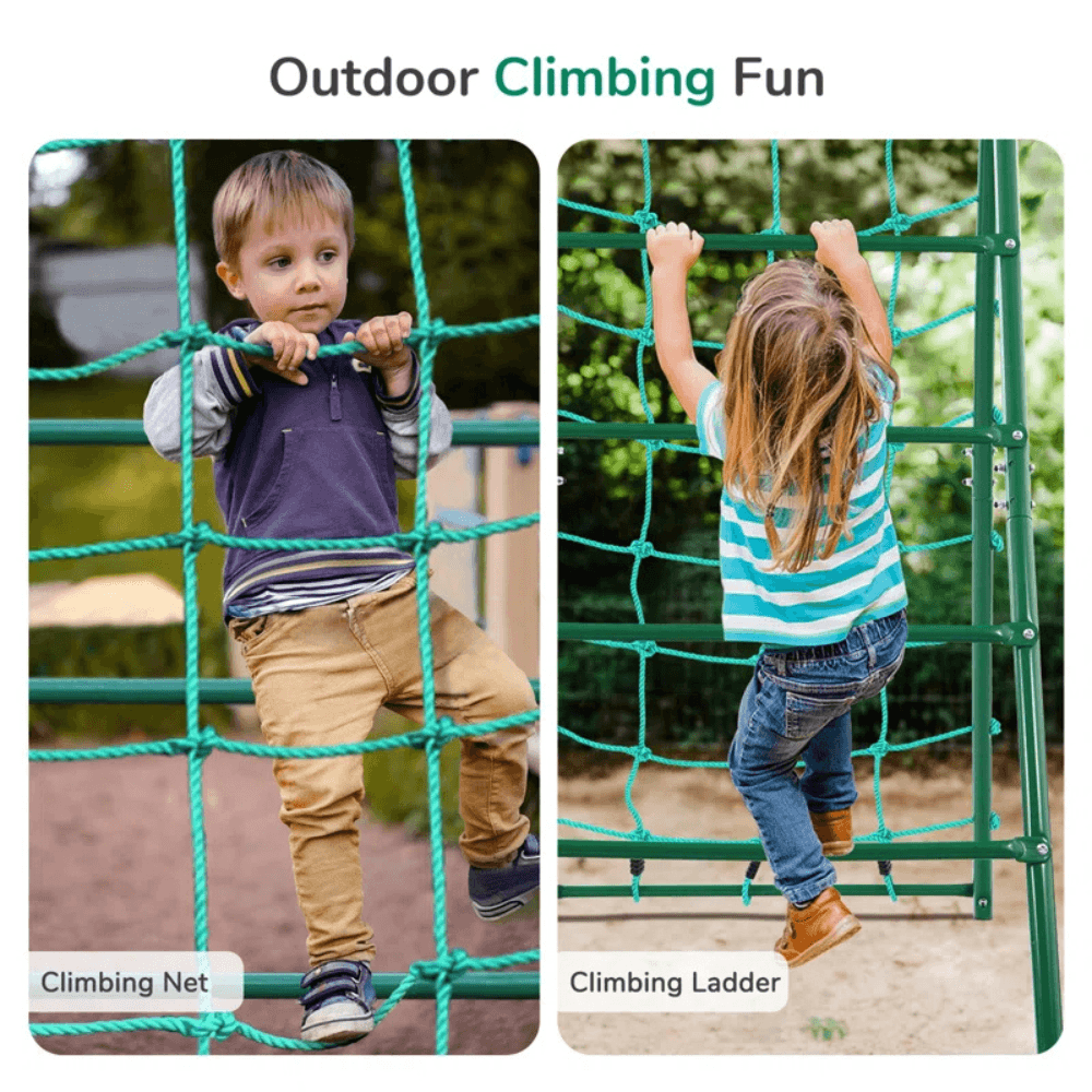 Swing Sets with Saucer Swing,Belt Swing,Trapeze Bar,Climbing Rope,Climbing Ladder