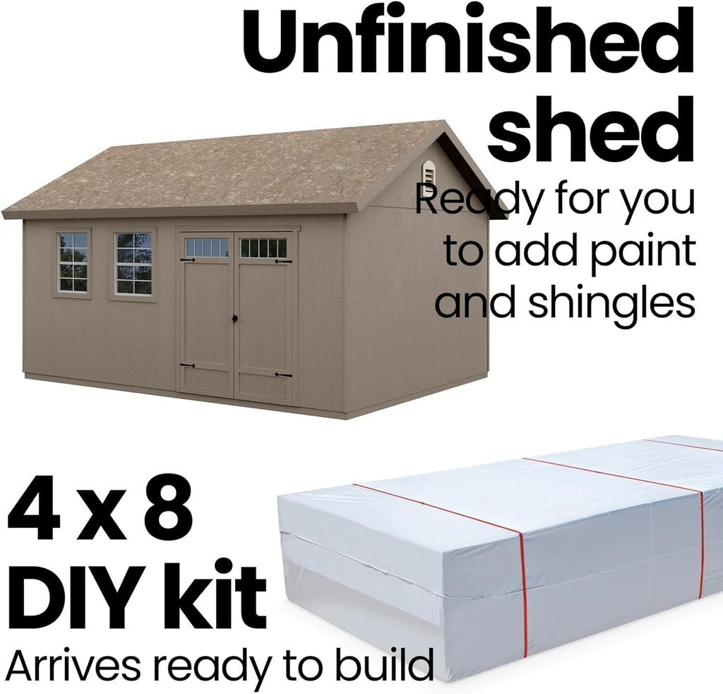 Handy Home Products Scarsdale 12x16 Do-it-Yourself Wooden Storage Shed with Floor