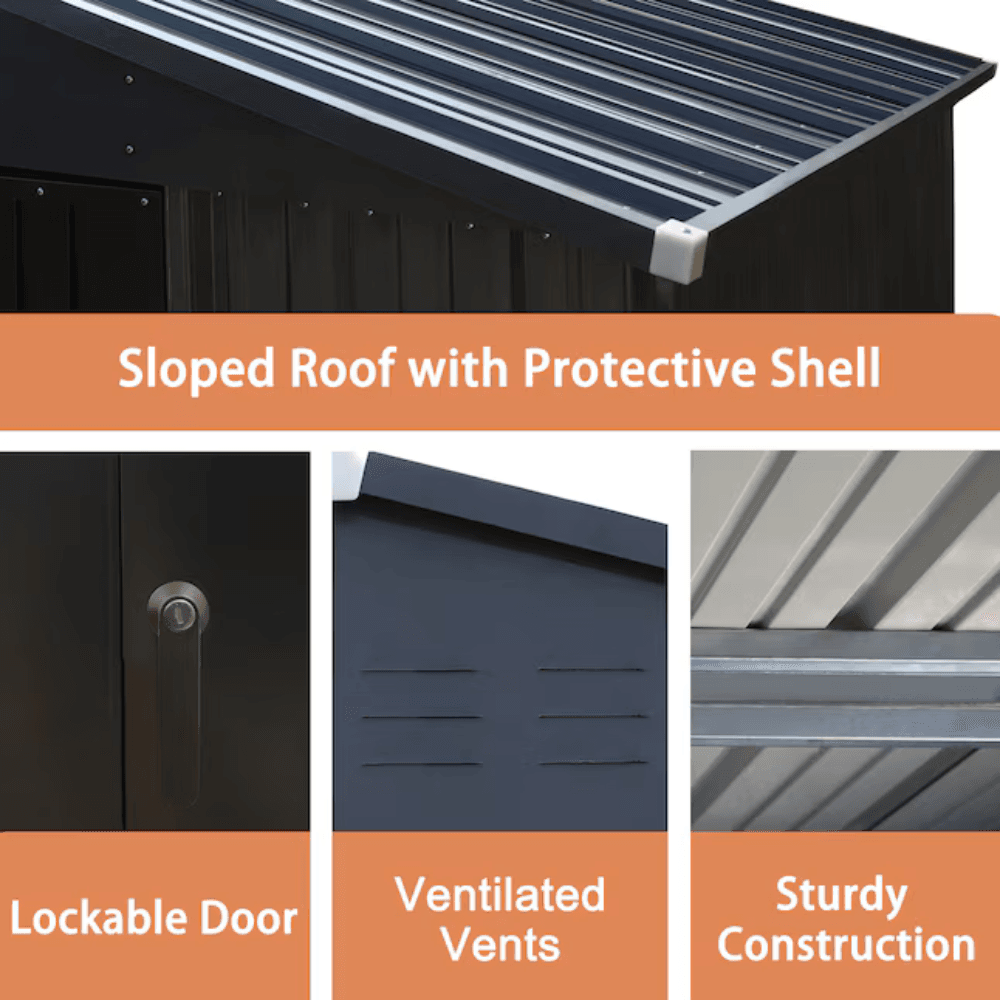 VEIKOUS 10 ft. W x 12 ft. D Outdoor Metal Storage Shed in Gray (120 sq. ft.)