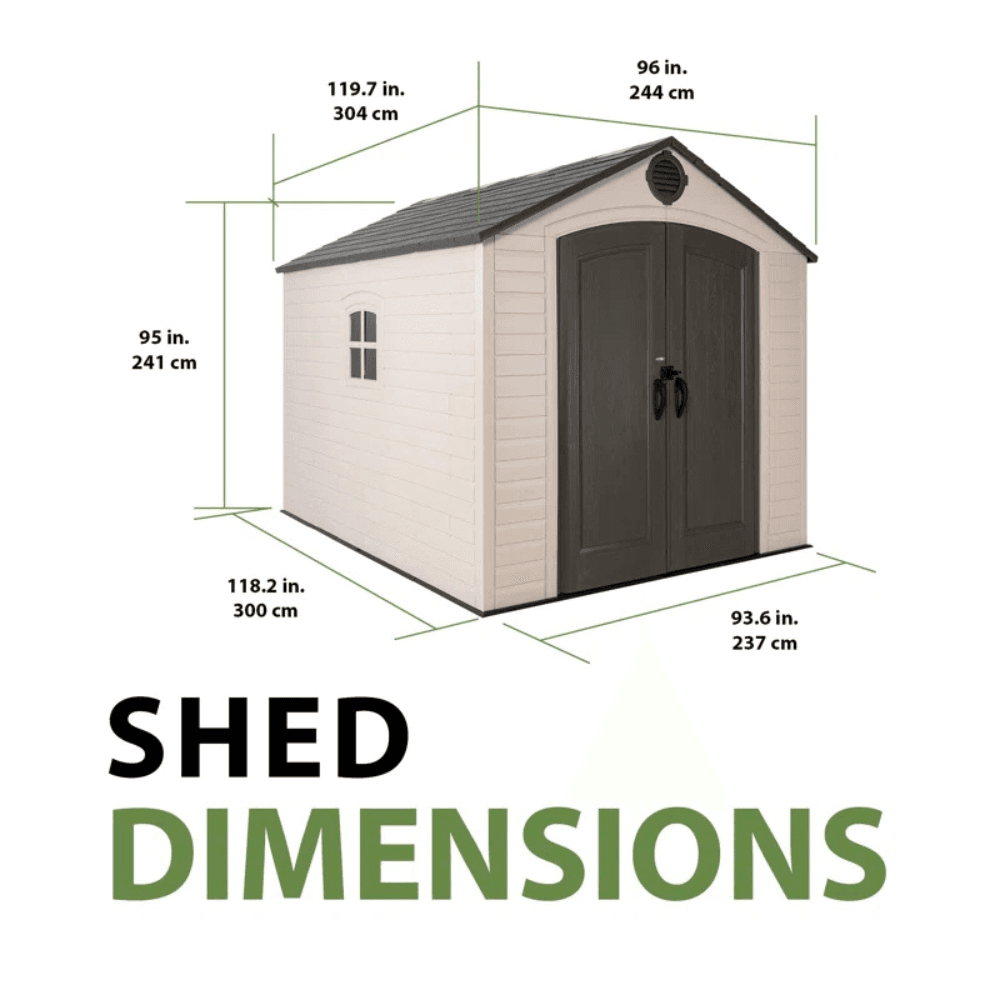 Lifetime 8 Ft. x 10 Ft. High-Density Polyethylene (Plastic) Outdoor Storage Shed with Steel-Reinforced Construction