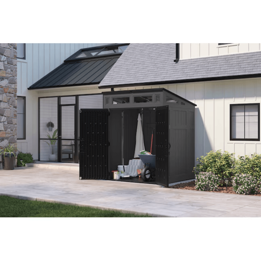 Suncast 6-Feet x 4-Feet Modernist Lean-to Resin Storage Shed (Floor Included) in Gray | BMS6583T