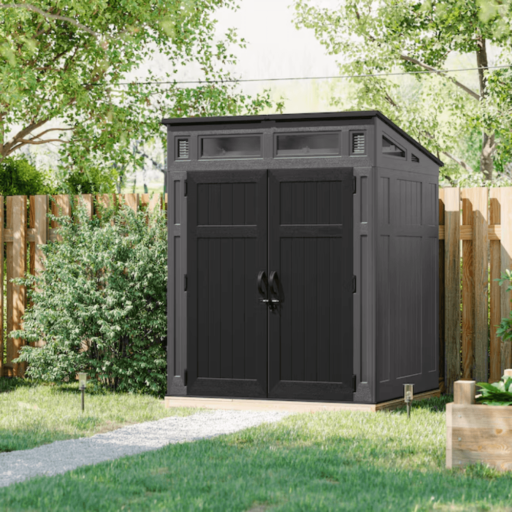Suncast 6-Feet x 4-Feet Modernist Lean-to Resin Storage Shed (Floor Included) in Gray | BMS6583T