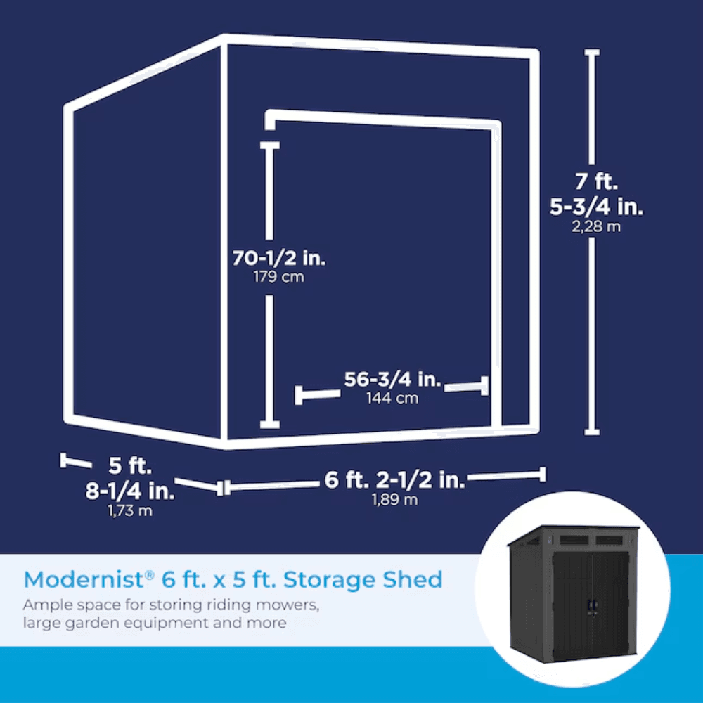 Suncast 6-Feet x 4-Feet Modernist Lean-to Resin Storage Shed (Floor Included) in Gray | BMS6583T