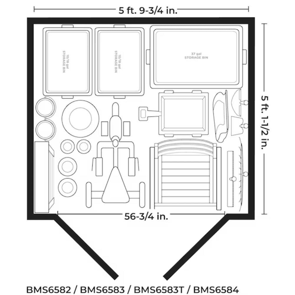 Suncast 6-Feet x 4-Feet Modernist Lean-to Resin Storage Shed (Floor Included) in Gray | BMS6583T