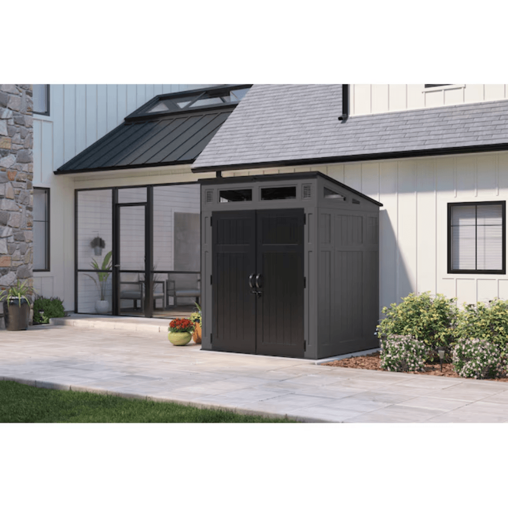 Suncast 6-Feet x 4-Feet Modernist Lean-to Resin Storage Shed (Floor Included) in Gray | BMS6583T