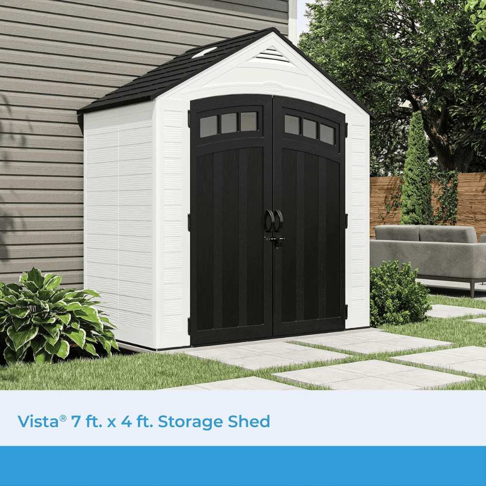 Suncast Vista 7 ft. x 4 ft. Resin Standard Modern Storage Shed with Floor Kit