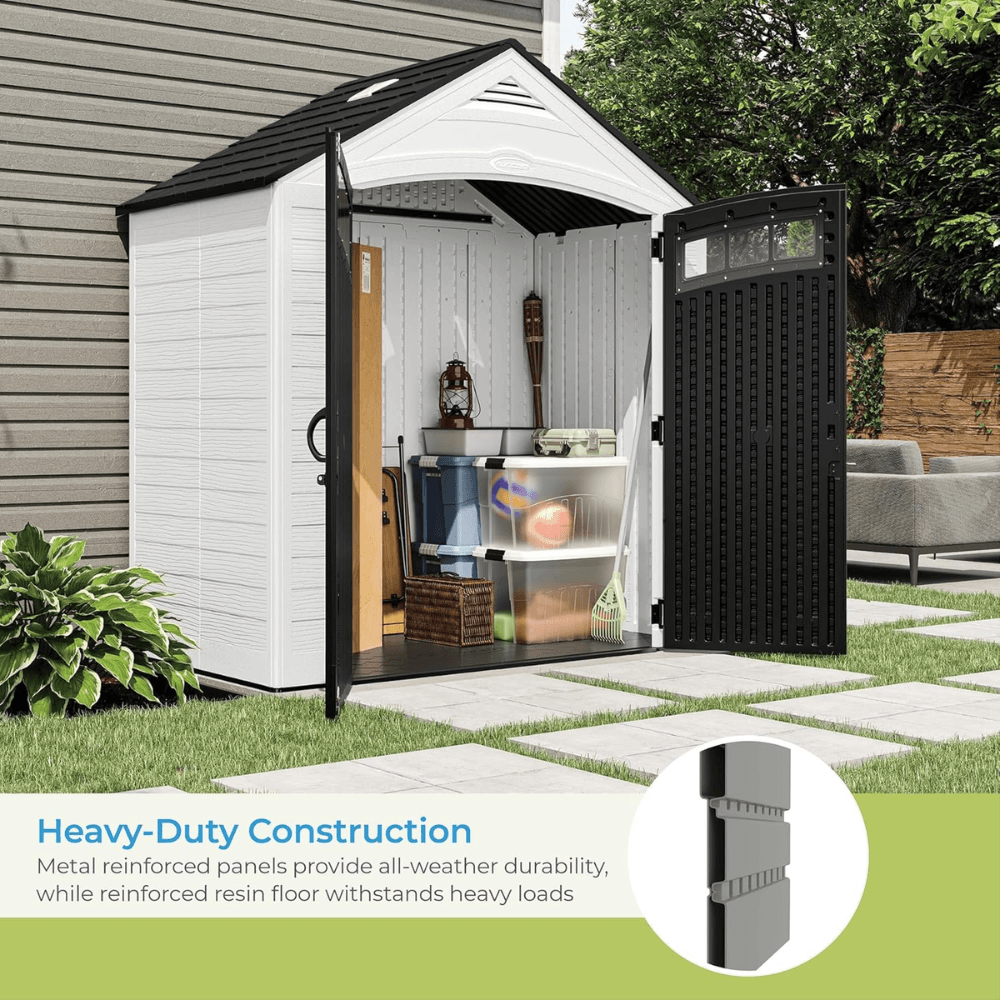 Suncast Vista 7 ft. x 4 ft. Resin Standard Modern Storage Shed with Floor Kit