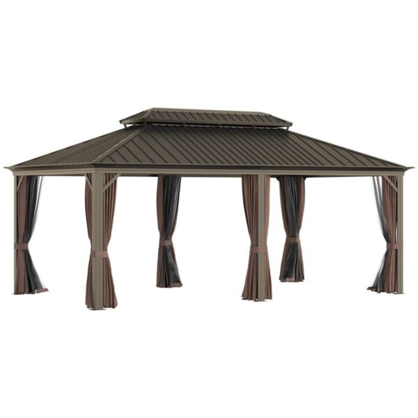 Sunmthink 12×20 ft Hardtop Gazebo with Double Roof